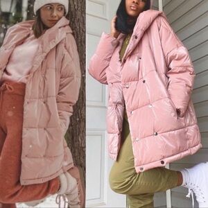 ZARA Puffer Coat Blogger Favorite Patent Oversized